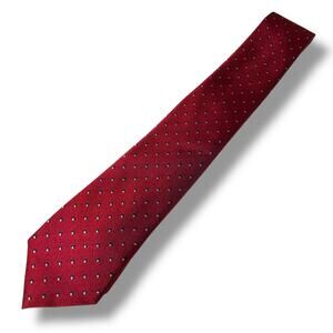 Jos. A Bank Red Silk Tie with Blue and White Squares